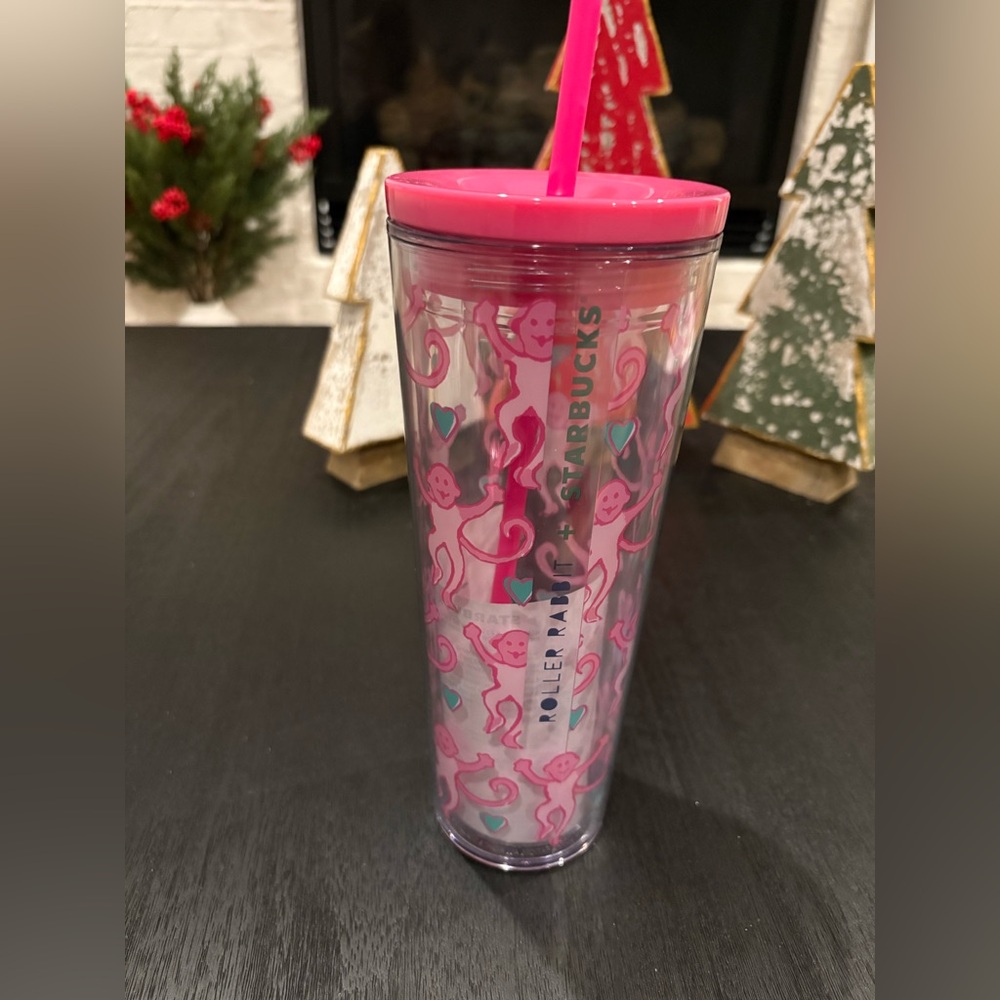💕Roller Rabbit Starbucks 💕Lovely Monkey Plastic Cold Cup NWT